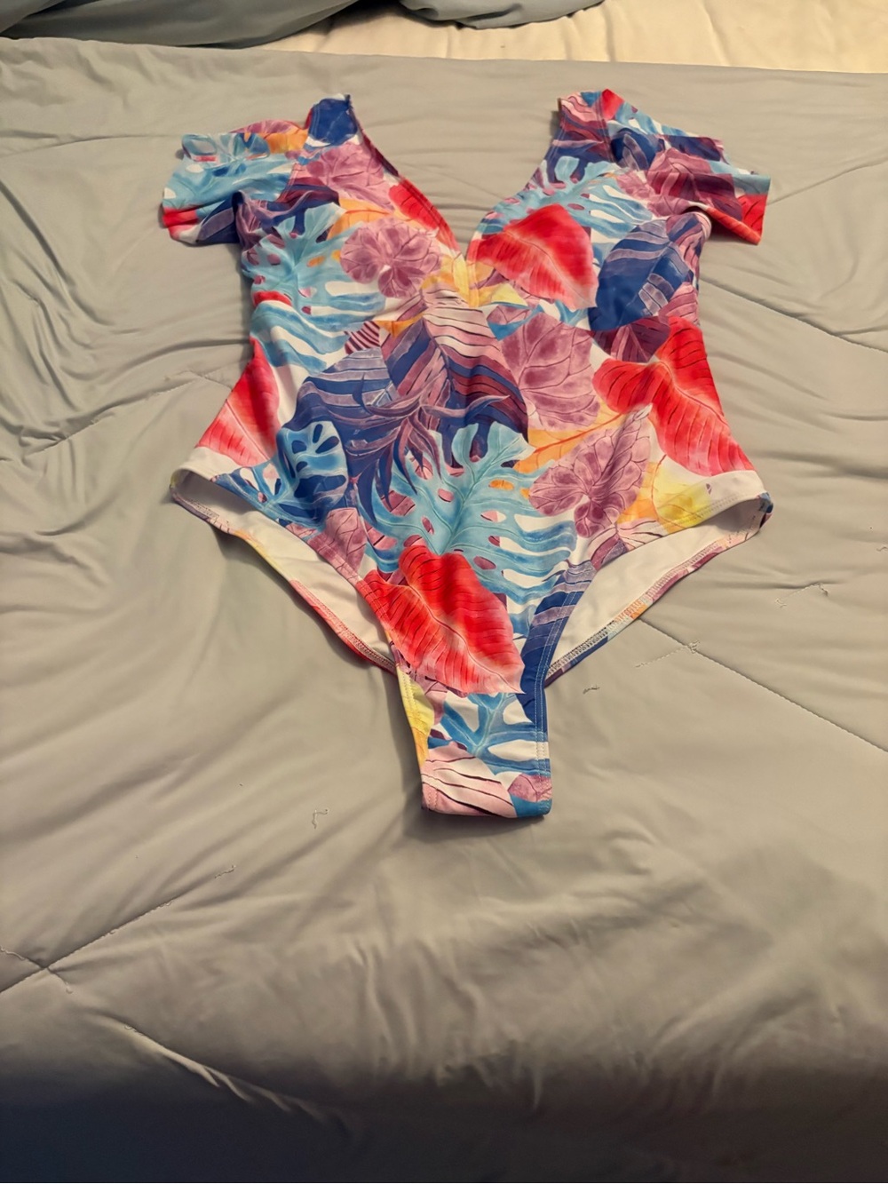Floral Multi-Color V-Neck One-Piece Swimsuit